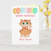 Kitty Cat Birthday wünscht sich einen Freund Karte (Gelbe Blume)
