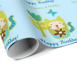 Kitty Cat Blume Geburtstag Großkind Geschenkpapier