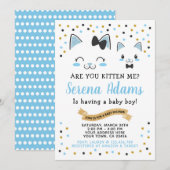 Kitty Cat Boys Kinderdusche Einladung (Vorne/Hinten)