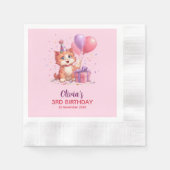 Kitty Cat Celebration Birthday Paper Napkin Serviette (Vorderseite)