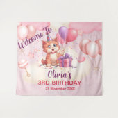 Kitty Cat Celebration Geburtstagsband Wandteppich (Vorderseite (Horizontal))