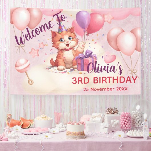 Kitty Cat Celebration Geburtstagsbanner Banner (Party)