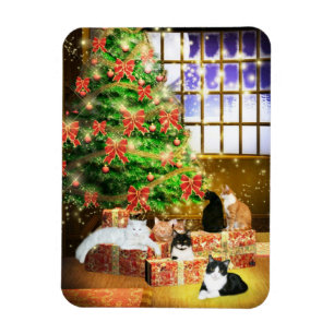 Kitty Cat Christmas Magnet