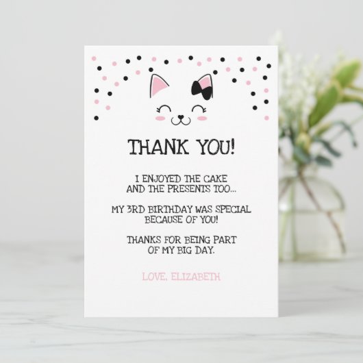 Kitty Cat Danke Cards Einladung (Stehend Vorderseite)