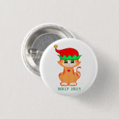 Kitty Cat Elf Christmas Button (Vorne & Hinten)