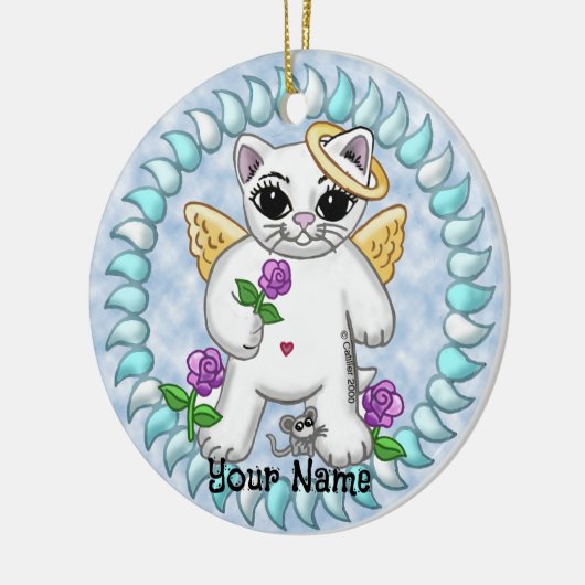 Kitty Cat Engel Keramik Ornament (Links)