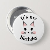 Kitty Cat Es ist mein Geburtstag Button (Vorne & Hinten)