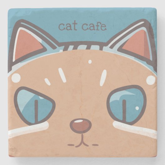 Kitty Cat Faced Steinuntersetzer (Vorderseite)