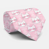 Kitty Cat Faces Funny Pink und White Krawatte (Gerollt)