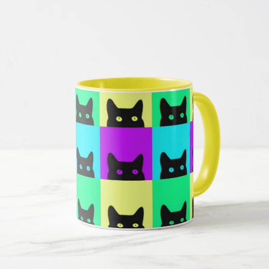 Kitty Cat farbenfroher Block Tasse (VorderseiteRechts)