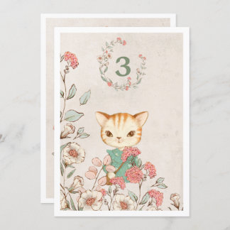 Kitty Cat Floral Girly Kitten 3. Geburtstag Einladung