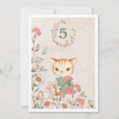 Kitty Cat Floral Girly Kitten 5-jähriger Geburtsta Einladung (Vorderseite)