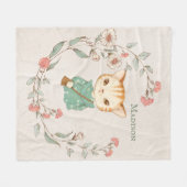 Kitty Cat Floral Personalisiert Name Girl Fleecedecke (Vorderseite (Horizontal))