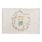 Kitty Cat Floral Personalisierter Name Girls Bette Kissenbezug (Rückseite)