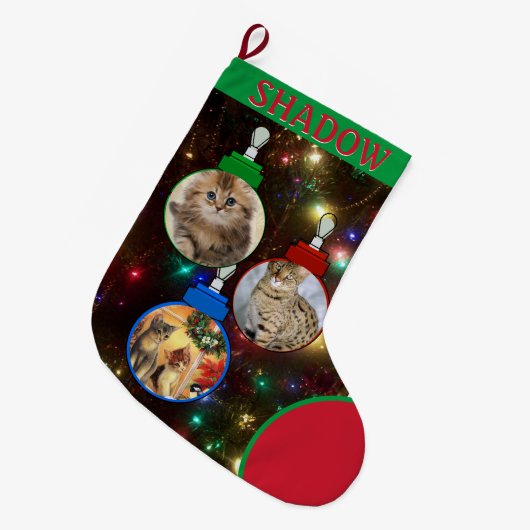 Kitty Cat Foto Tree Ornamente hinzufügen Großer Weihnachtsstrumpf (Vorderansicht (hängend))