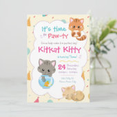 Kitty Cat Geburtstag Einladung Kitten Party (Stehend Vorderseite)
