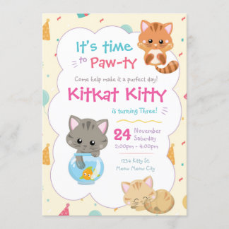 Kitty Cat Geburtstag Einladung Kitten Party