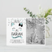 Kitty Cat Geburtstag Einladung mit Foto (Stehend Vorderseite)