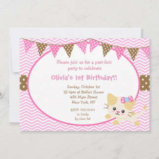 Kitty Cat Geburtstag Einladungen