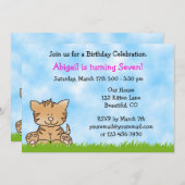 Kitty Cat Geburtstagseinladung für Mädchen Einladung (Vorne/Hinten)