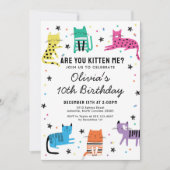 Kitty Cat Geburtstagsparty Einladung (Vorderseite)