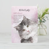 Kitty Cat Geburtstagsparty Einladungen (Stehend Vorderseite)