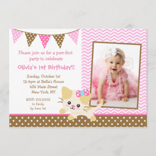 Kitty Cat Geburtstagsparty Einladungen
