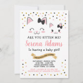 Kitty Cat Girls Babydusche Einladung (Vorderseite)