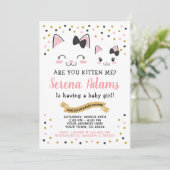 Kitty Cat Girls Babydusche Einladung (Stehend Vorderseite)