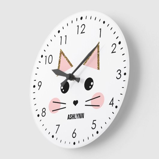 Kitty Cat Große Wanduhr (Winkel)