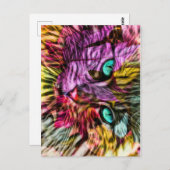 Kitty Cat Herbstlaube Farbiges Künstlerisches Desi Postkarte (Vorne/Hinten)