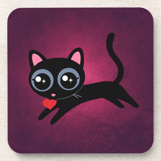 Kitty Cat Herzdieb Niedliches Geschenk Getränkeuntersetzer (Vorderseite)