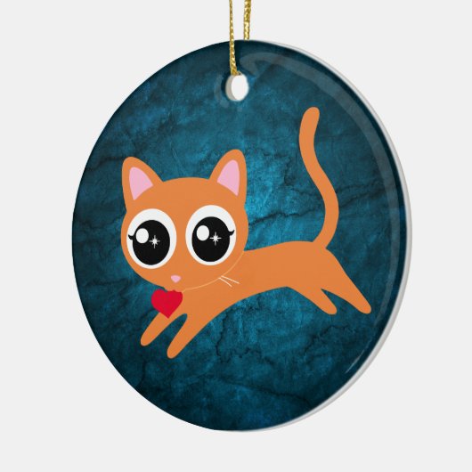 Kitty Cat Herzdieb Niedliches Geschenk Keramik Ornament (Links)