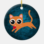 Kitty Cat Herzdieb Niedliches Geschenk Keramik Ornament (Hinten)