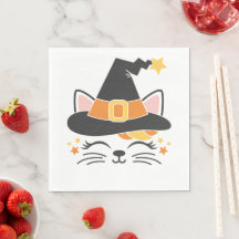 Kitty Cat Hexe Halloween-Party Napkins