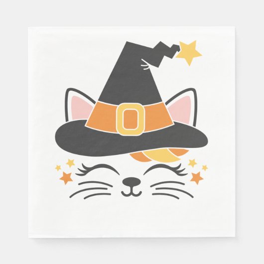 Kitty Cat Hexe Halloween-Party Napkins Serviette (Vorderseite)