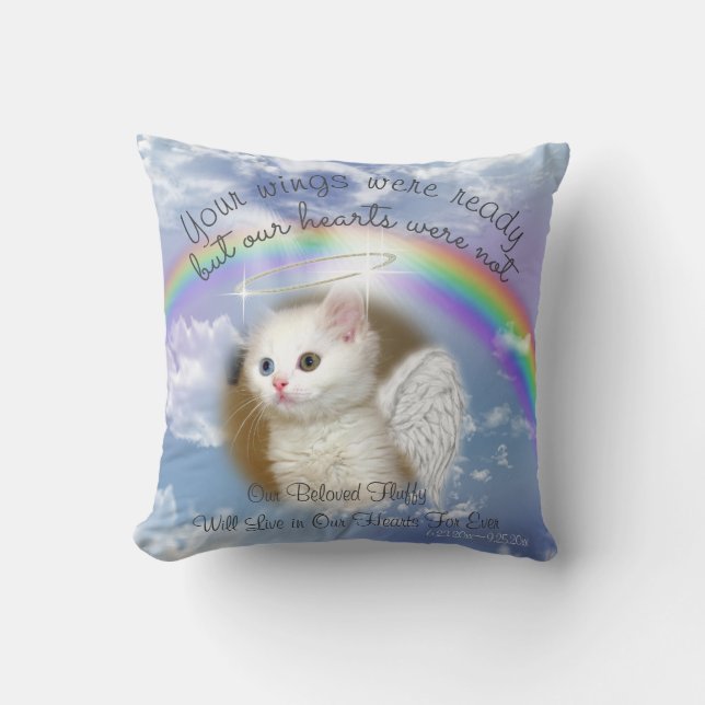 Kitty Cat - Himmlischer Himmel mit Rainbow Pet Mem Kissen (Vorderseite)