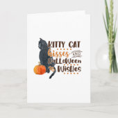 Kitty Cat Hisses and Halloween Wünsche Design Karte (Vorderseite)