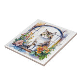 Kitty Cat im Fenster der Blume Fliese (Seite)