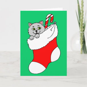 Kitty Cat in Christmas Strumpf Feiertagskarte