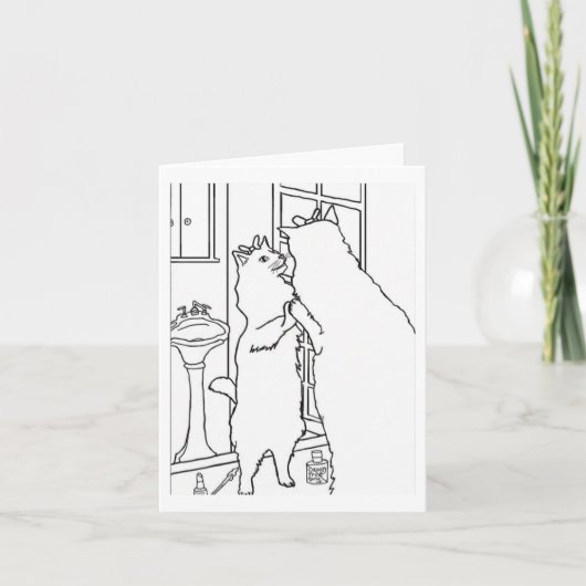 Kitty 🐈 ‍ ⬛ Cat 🐈 in Mirror 🪞 Dankeskarte (Vorderseite)
