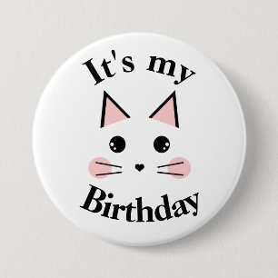 Kitty Cat ist mein Geburtstag Button