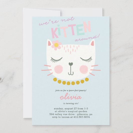 Kitty Cat Kindergeburtstag Einladung (Vorderseite)
