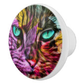 Kitty Cat Kitten Künstlerisch Design Keramikknauf (Rechts)