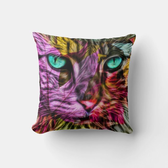 Kitty Cat Kitten Künstlerisch Design Kissen (Vorderseite)