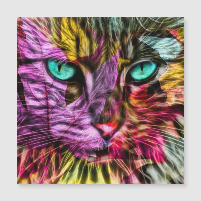 Kitty Cat Kitten Künstlerisch Design Magnetkarte (Vorderseite)