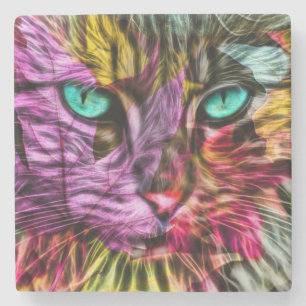 Kitty Cat Kitten Künstlerisch Design Steinuntersetzer
