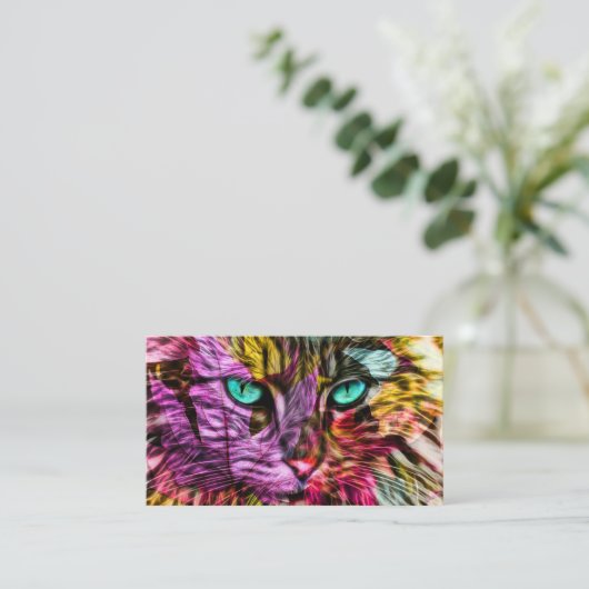 Kitty Cat Kitten Künstlerisch Design Visitenkarte (Stehend Vorderseite)