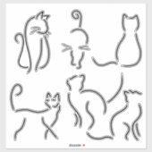 Kitty Cat Kontur Stickers Aufkleber (Blatt)