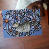 Kitty Cat Lila Daisies Gray Cat Art Gray Cats Karte